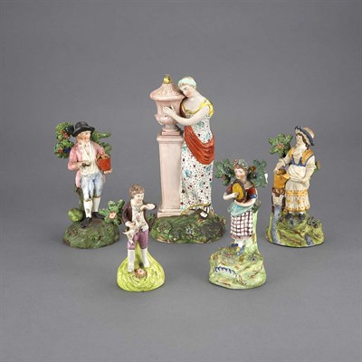Lot 105 - Group of Staffordshire Pottery Figures 19th...