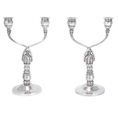 Lot 266 - Pair of Georg Jensen Sterling Silver Two-Light...