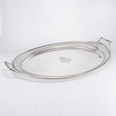 Lot 436 - Dutch Silver Tray Of oval form, with...
