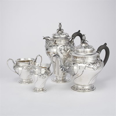 Lot 435 - English Silver Tea and Coffee Service Martin...