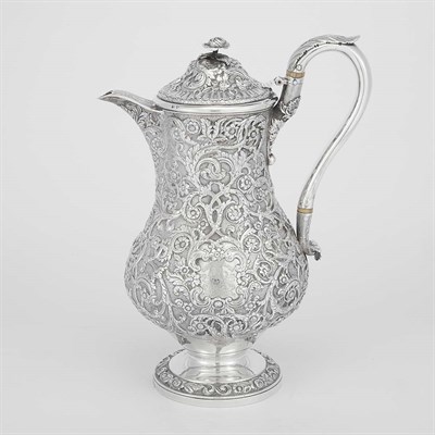 Lot 432 - George IV Silver Coffee Pot Maker's mark RN &...