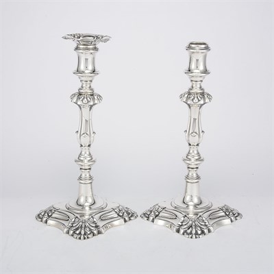 Lot 434 - Pair of William IV Silver Candlesticks Henry...