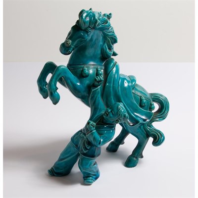 Lot 594 - Chinese Glazed Porcelain Figure of a Boy on a...