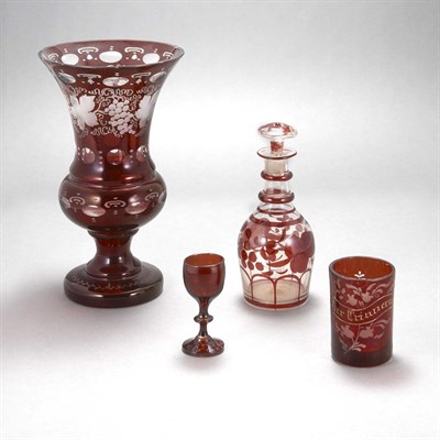 Lot 488 - Group of Eleven Ruby and Colorless Glass Table...
