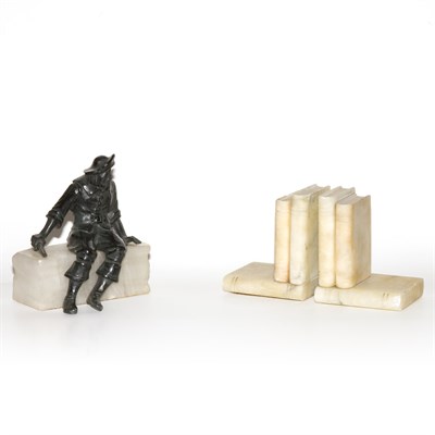 Lot 429 - Pair of White Marble Book-Form Bookends;...