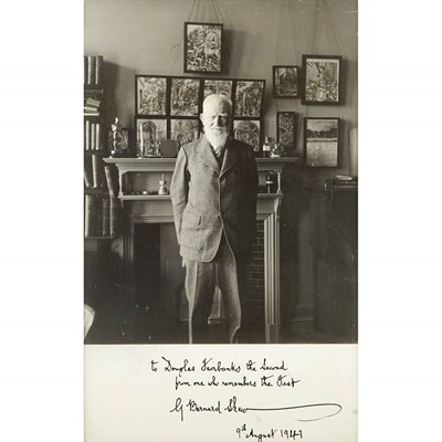 Lot 196 - [SHAW, GEORGE BERNARD] Photograph, gelatin...