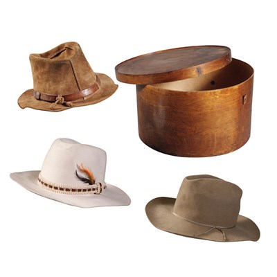 Lot 356 - Group of Three Western Hats; Together with a...
