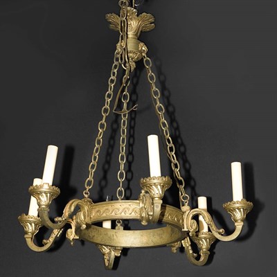 Lot 361 - Regency Style Gilt-Bronze Six-Light Chandelier...