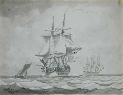 Lot 112 - French School 19th Century A Warship at Sea,...