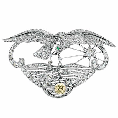 Lot 501 - Edwardian Platinum and Diamond Swallow Brooch