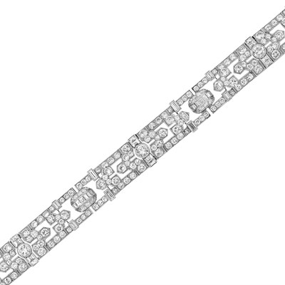 Lot 542 - Art Deco Platinum and Diamond Bracelet