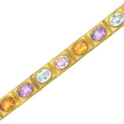 Lot 293 - Antique Gold and Gem-Set Bracelet