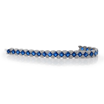 Lot 489 - Art Deco Platinum, Sapphire and Diamond Bracelet