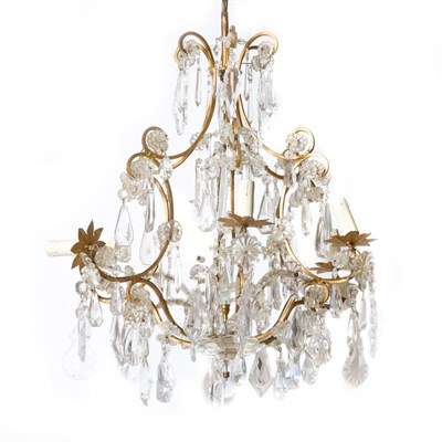 Lot 338 - Louis XVI Style Gold Painted Metal and Beaded...
