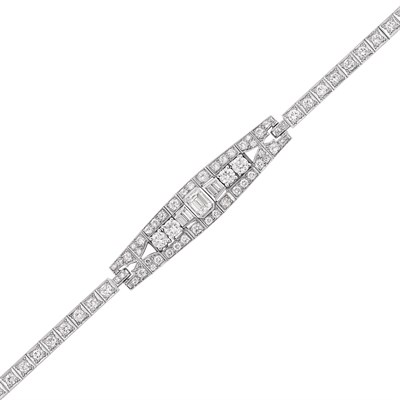 Lot 535 - Art Deco Platinum and Diamond Bracelet