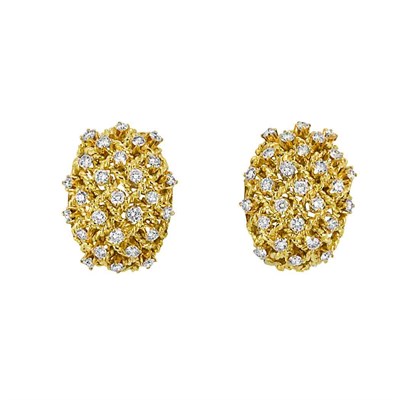 Lot 24 - Pair of Gold and Diamond Earclips, Tiffany & Co.