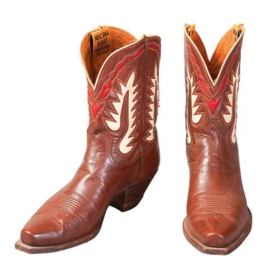 Lot 365 - Pair of Cowboy Boots The brown, ivory and red...
