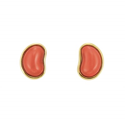 Lot 27 - Pair of Gold and Coral Earclips, Valentin Magro
