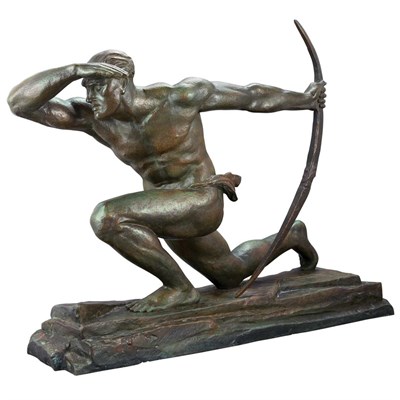Lot 431 - Art Deco Verdigris Patinated-Bronze Figure of...
