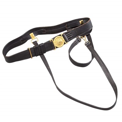 Lot 372 - World War II Naval Uniform Belt Black leather,...