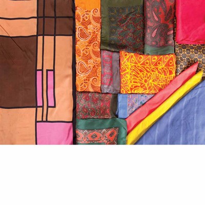 Lot 429 - Group of Fourteen Pocket Squares and Scarves...