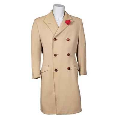 Lot 373 - Double-Breasted Coat In tan wool twill with...