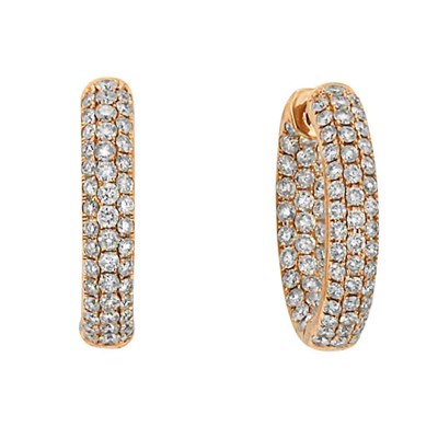 Lot 165 - Pair of Rose Gold and Diamond Hoop Earrings