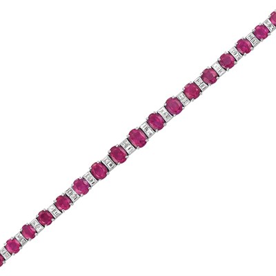 Lot 393 - Platinum, Ruby and Diamond Bracelet