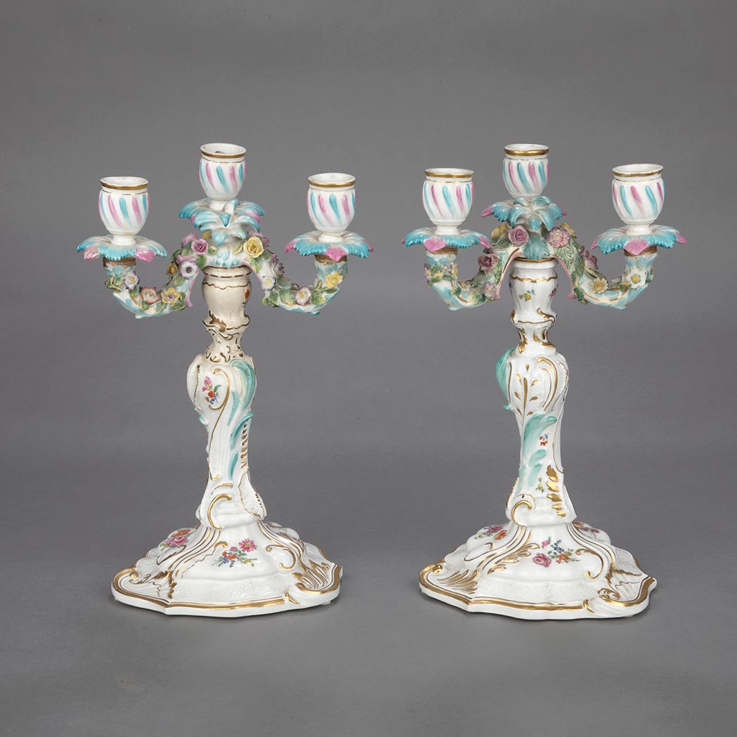 Lot 299 - Pair of Meissen Gilt and Polychrome Decorated...