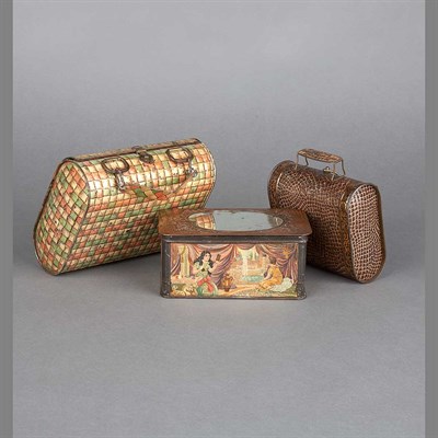 Lot 443 - Group of Eleven Tole Biscuit and Other Boxes