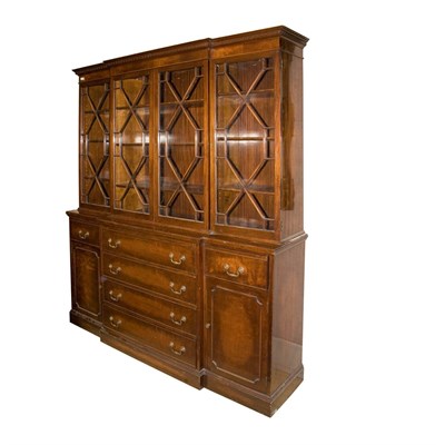 Lot 466 - George III Style Mahogany Breakfront Bookcase...