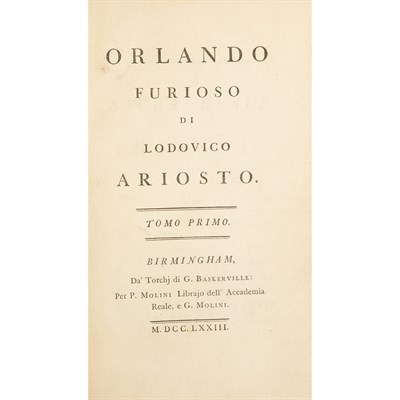 Lot 110 - [BASKERVILLE PRESS] ARIOSTO, LUDOVICO. Orlando...