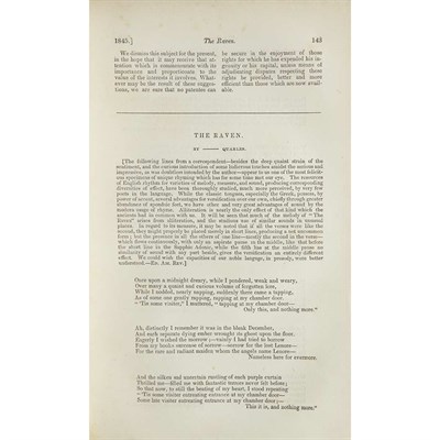 Lot 244 - POE, EDGAR ALLAN The Raven, printed in The...