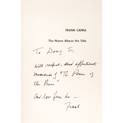 Lot 199 - [SIGNED BOOKS] CAPRA, FRANK. The Name Above...