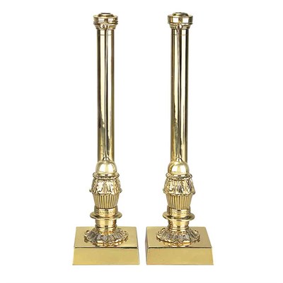 Lot 512 - Pair of Brass Oil Lamps Height 16 inches.