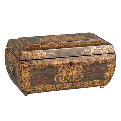 Lot 515 - Continental Inlaid Tea Caddy Length 12 inches.