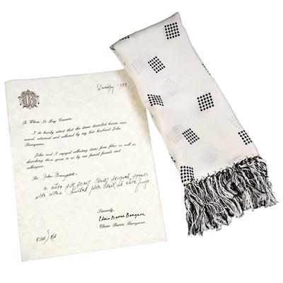 Lot 273 - [BARRYMORE, JOHN] White silk scarf with a...