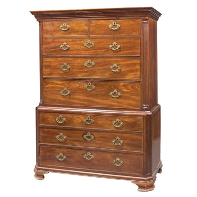 Lot 580 - George III Mahogany Bureau Chest on Chest...