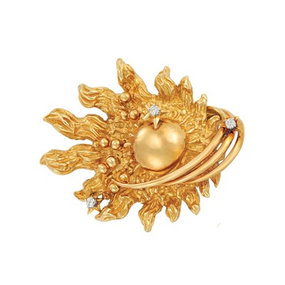 Lot 430 - Gold and Diamond Clip-Brooch, Tiffany & Co.