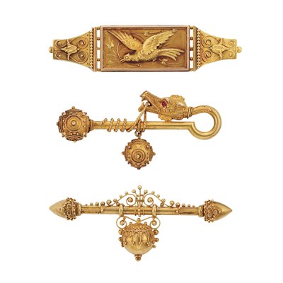 Lot 78 - Three Antique Gold Brooches