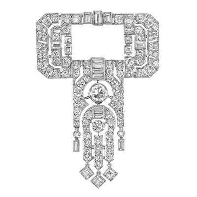 Lot 550 - Art Deco Platinum and Diamond Brooch
