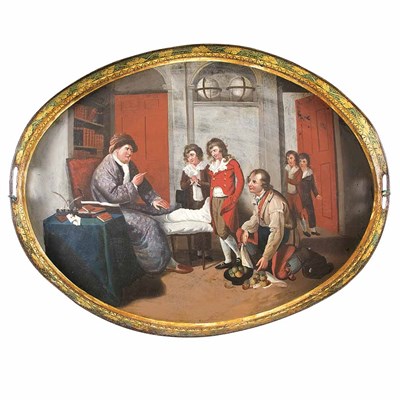Lot 382 - Painted Tole Tray Length 28 inches.