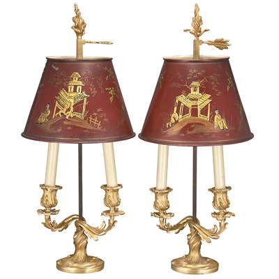 Lot 294 - Pair of Louis XV Style Gilt-Bronze Two-Light...