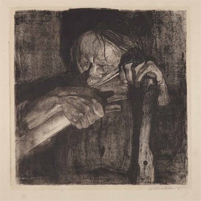 Lot 359 - Kathe Kollwitz (1867-1945) BEIM DENGELN...