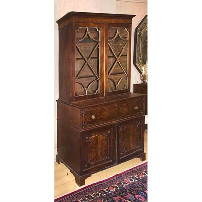 Lot 404 - Victorian Mahogany Secretary Bookcase Height 7...