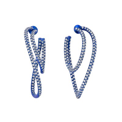 Lot 177 - Pair of Violet Titanium, White Gold and Diamond Hoop Earrings