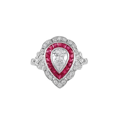 Lot 250 - White Gold, Diamond and Ruby Ring