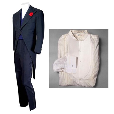 Lot 415 - Dress Suit Black twill three-piece cutaway...