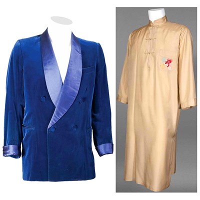 Lot 409 - Blue Velvet Double-Breasted Dinner Jacket With...
