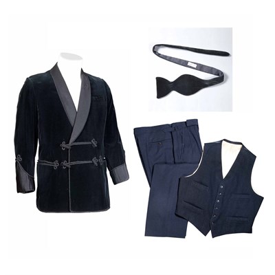 Lot 411 - Smoking Jacket In black velvet with a satin...